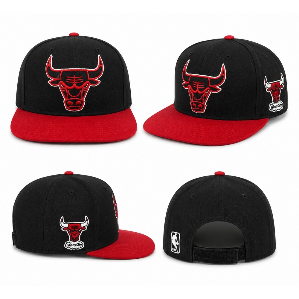 47 Brand Chicago Bulls NBA Hardwood Classics Snapback Hat Black Red Windy‎ City